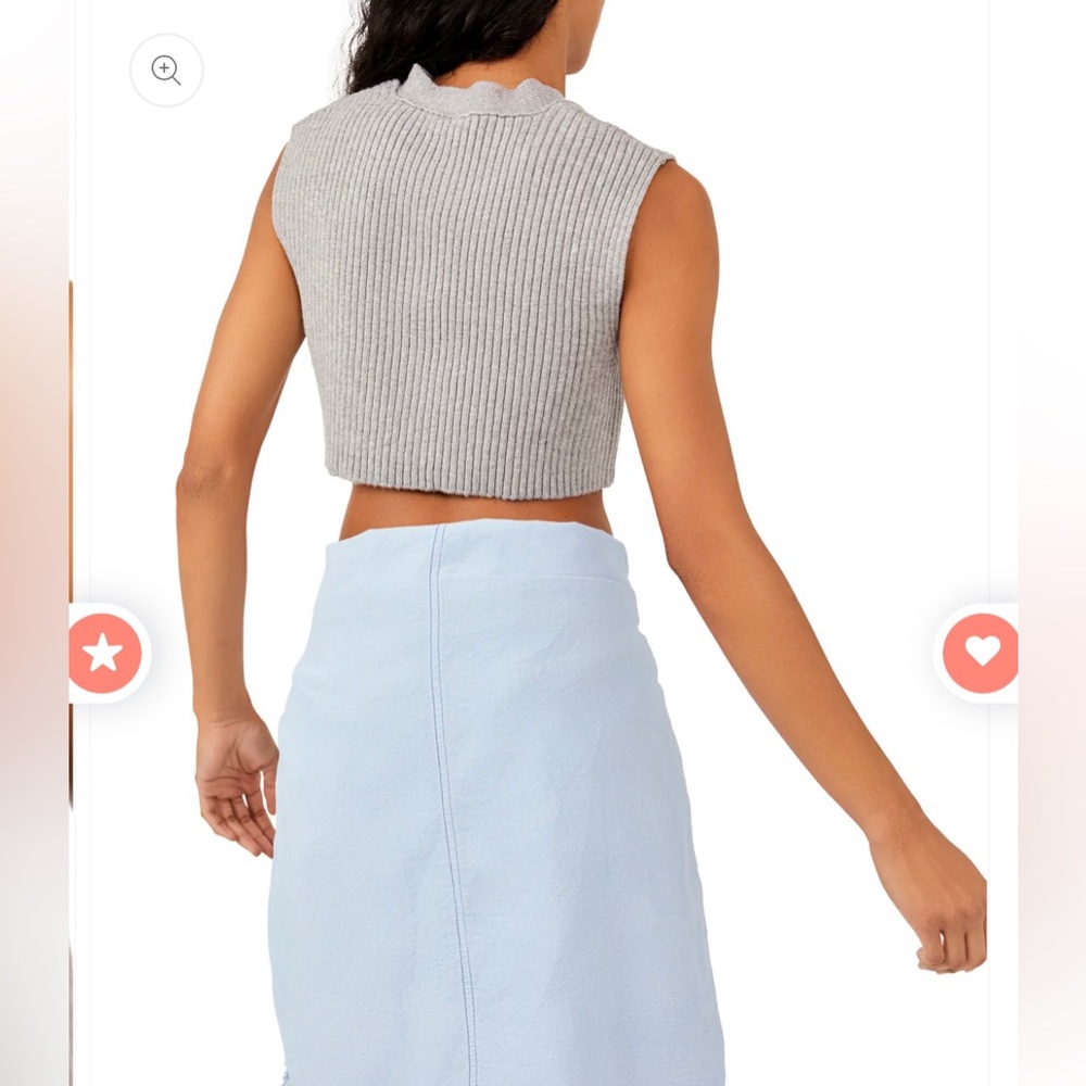 Free People Naiome Micro Vest Truthsyer Grey NWT Small